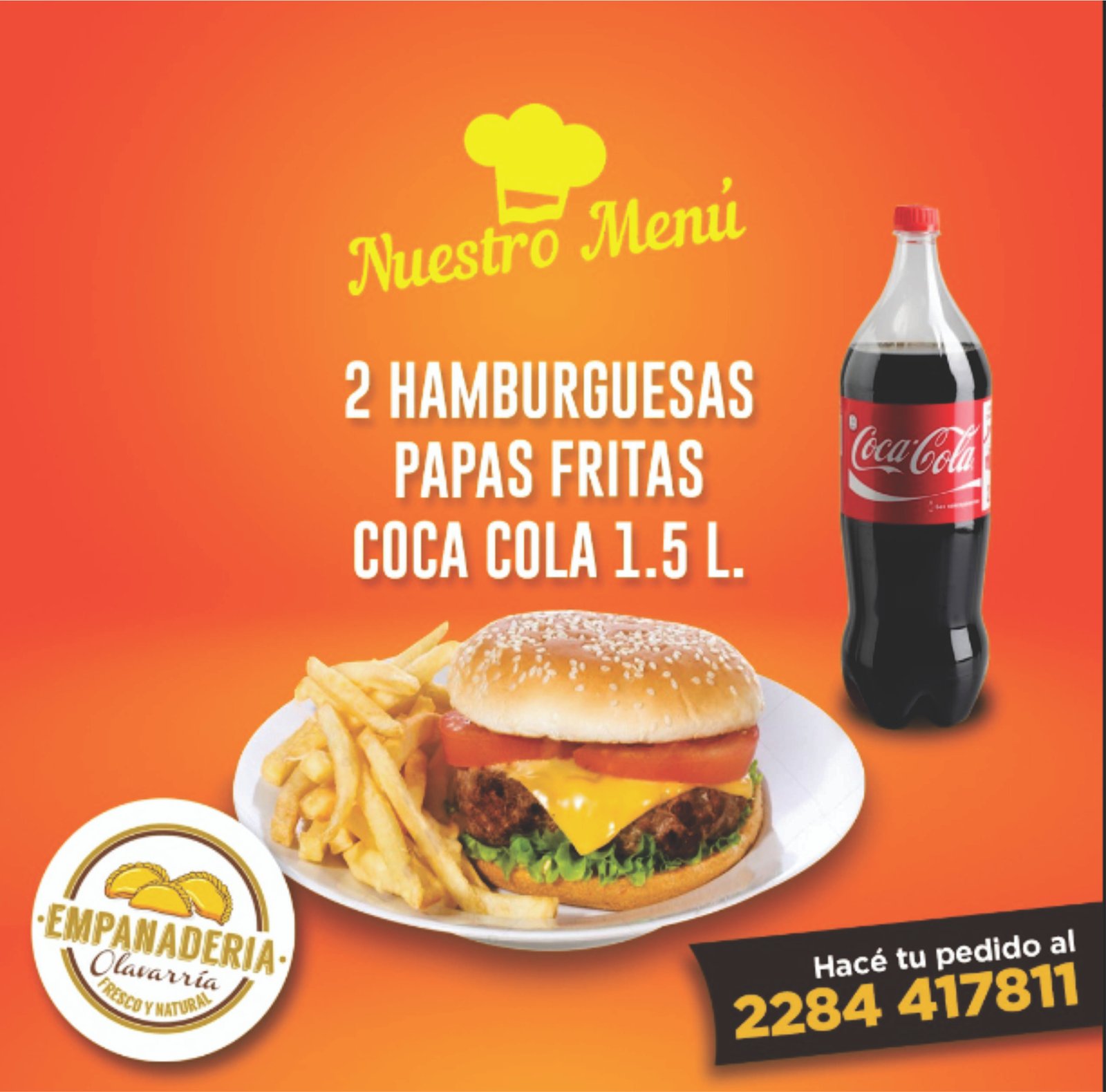 2 Hamburguesas + Fritas + Coca Cola 1.5L